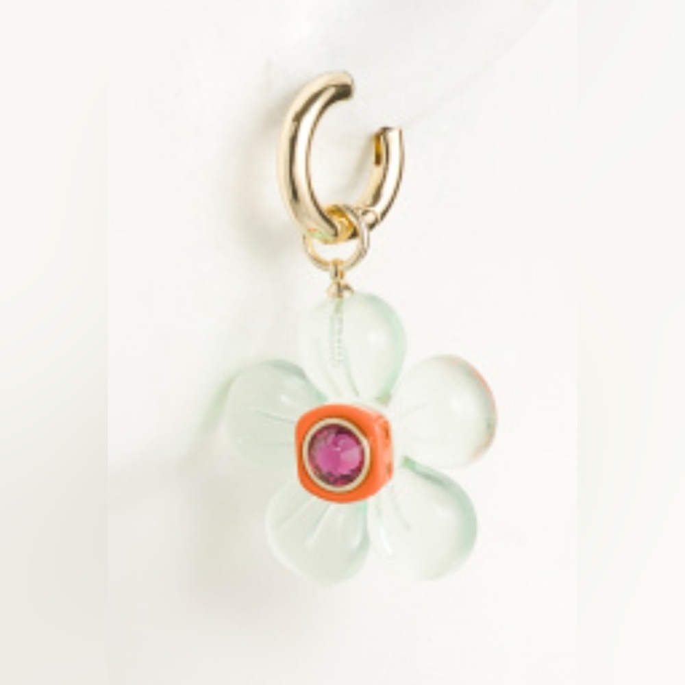 NAKAMOL Made In Thailand Blue & Orange Gummy Flower Crystal Earrings. NWTS - Picture 5 of 6